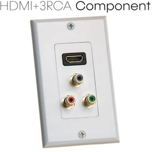 Componente de placa de pared HDMI blanco compuesto AV 3 RCA placa de pared RGB 4K HDTV DVD - Imagen 1 de 1