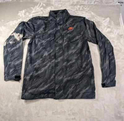 NIKE Sportswear Camo Woven Players M65 Jacket sz M Black Gray - Stain Right Arm - Image 1 of 4