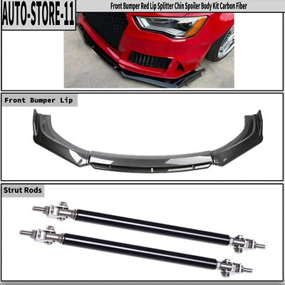 Para Audi TT 2001-2022 Front Bumper Lip Splitter Spoiler haste de apoio de suspensão de fibra de carbono - Imagem 1 de 4