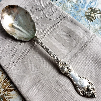 REED & BARTON PAT 22 de mayo de 1900 plata esterlina 7" MONO bayas cuchara para servir fruta Foto 1 de 4