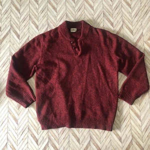 LL Bean Knit Lambs Wool V Neck Sweater. Red. Size XL Reg. Comfy Sweater! - Picture 1 of 7