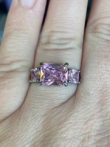 That's All Mine stunner cocktail ring Rose Quartz CZ Hematite plated RBP8204 - Picture 1 of 7