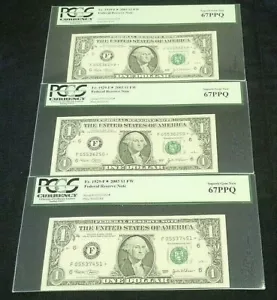 (3) 2003 $1 SEQUENTIAL FRN' STAR 1929-F PCGS 67 PPQ. M. REDUCED 2/25/25 (347) - Picture 1 of 2