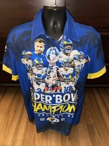 LA Rams Super Bowl LVI Team Button Up Short Sleeve Shirt - Picture 1 of 7