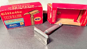 Vintage Gillette Shaving Pre- 1951 TECH RAZOR In Original Box Bathroom Decor - Picture 1 of 8