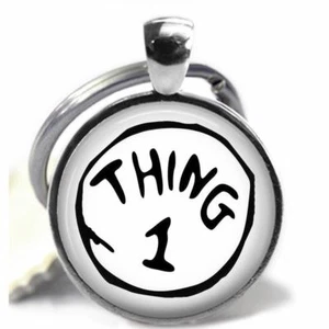 Thing 1 Glass Top Pendant Key Chain Gift Swivel Clip on Key Chain - Picture 1 of 1