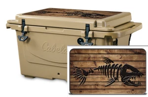 Vinyl Cooler Wrap fits Cabela's Polar Cap 60 | Decal Skin LID- Bonefish Wood - Picture 1 of 6