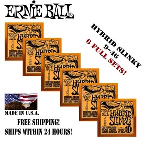 **6 SETS ERNIE BALL 2222 HYBRID SLINKY ELECTRIC GUITAR STRINGS 9-46 (2x3 PACK)** - Picture 1 of 2