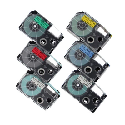 Compatible Casio EZ Label Schriftband 9-18mm Transparent rot Blau Weiß Grün Gelb