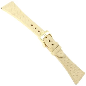 22mm Glam Rock Cream W/ Black Holes Genuine Calf Leather Watch Band EZ PINS - Picture 1 of 5