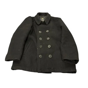 Alpha Industries Men’s Pea Coat Wool Blend Double Breasted Size Medium Black - Bild 1 von 7