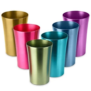 NEU 6 STCK. eloxierte Aluminiumbecher Trinkgläser Vintage Retro Metallbecher - Bild 1 von 9