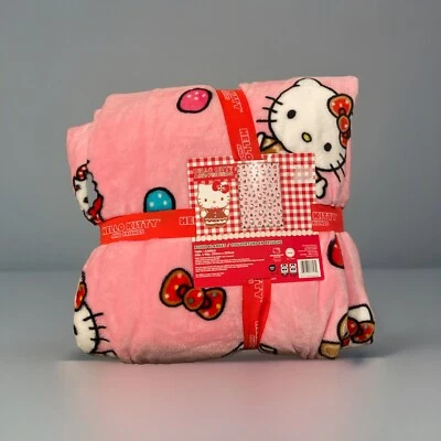 Hello Kitty Christmas Pink Gingerbread Plush Twin Blanket- New with Tags 60"x90" - Image 1 of 2