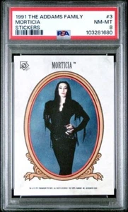 Tarjeta adhesiva 1991 Topps Addams Family Morticia Anjelica Huston # 3 Pop 1 PSA 8 - Imagen 1 de 2