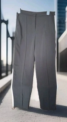 Pantalones de vestir para mujer Forever 21 negros con rayas laterales blancas talla mediana Foto 1 de 4