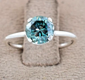 Stunning 1.50 Ct Certified Blue Diamond Solitaire Ring,Amazing Shine - Picture 1 of 11