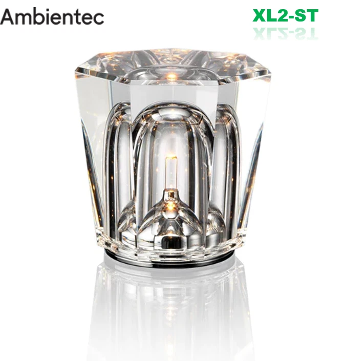 Ambientec Xtal XL2-ST Crystal Cordless LED Table Lamp Solid Glass Light