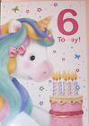 Girls 6th Birthday Card Six Today Age 6 Large Unicorn