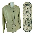 Saint Tropez Clothing Linen Utility Jacket Women L Green Eyelet Button Front