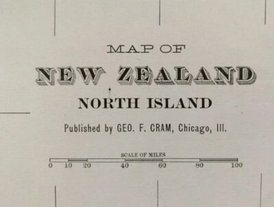 Vintage 1900 NEW ZEALAND North Island Map 11"x14" Old Antique Original AUCKLAND - Image 1 of 4
