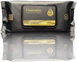CleanSkin (80-Count) Cleansing Safe Green Soap Tattoo Wipes, All in One Solut... - Picture 1 of 9
