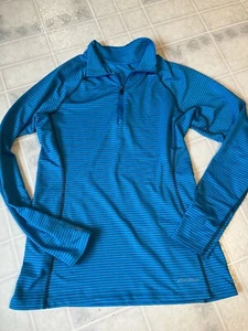 Eddie Bauer First Ascent Jacke Damen 1/2 Zip hellblau gestreift Daumenlöcher - Bild 1 von 7