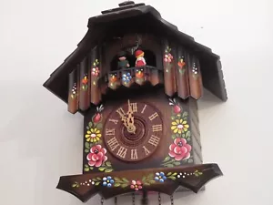Orologio a cucù vintage 1996 Schneider Tedesco Dipinto Fiori Chime - Foto 1 di 16