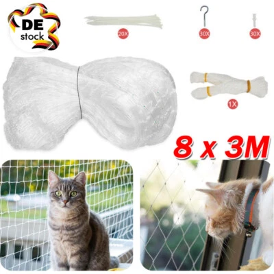 8X3M Katzennetz Für Balkon & Fenster Katzenschutznetz Balkonnetz OHNE Bohren DHL - Bild 1 von 4