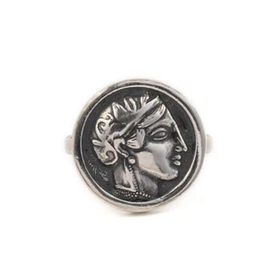 Anillo moneda diosa Atenea plata de ley 925 - anillo moneda antigua - joyería griega  - Imagen 1 de 7
