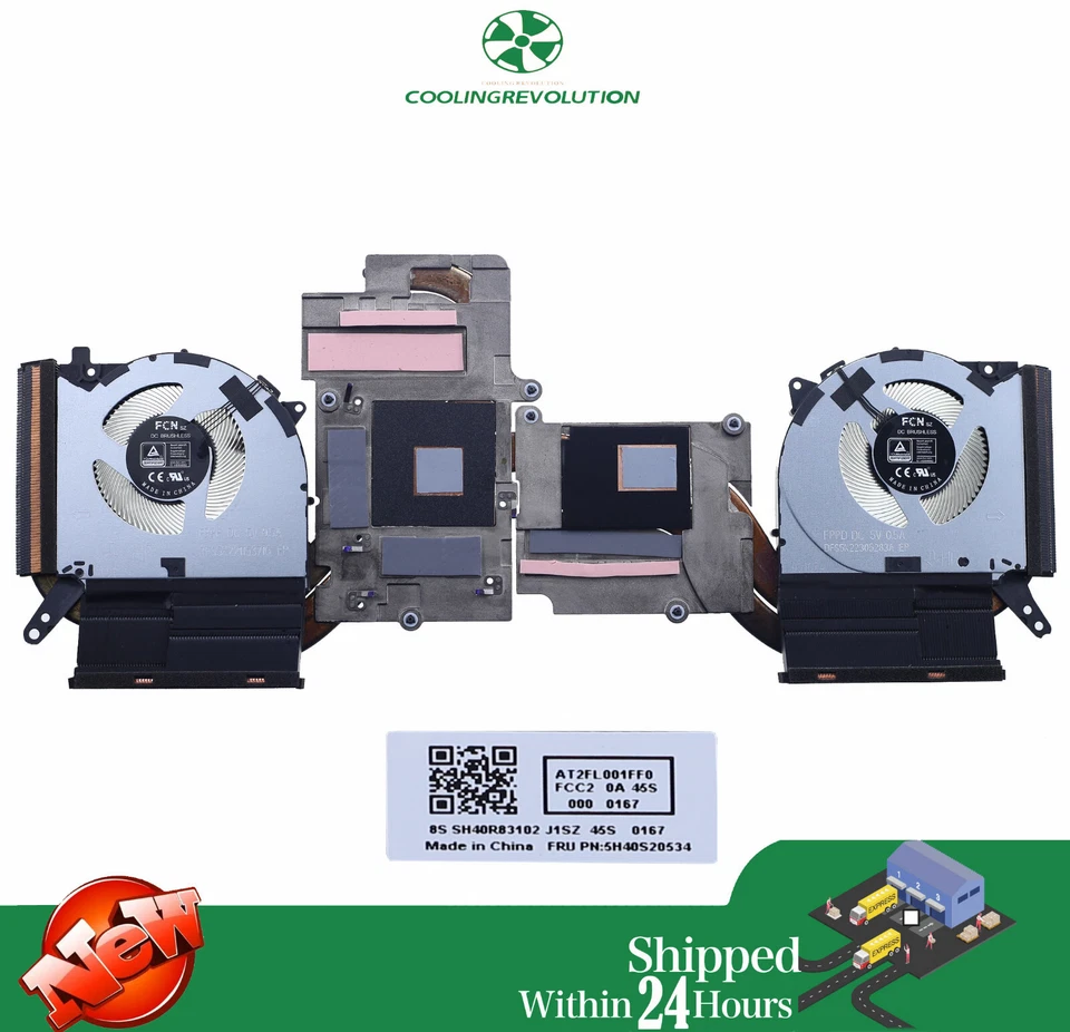 Laptop CPU GPU Heat sink Fan for Lenovo  Legion 5 15ARH7 82RE 5H40S20534 S20535 - Image 1 of 2