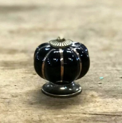 SINGLE BLACK ENAMEL PULL Drawer Cabinet Knob Porcelain Handle Screw Included - Image 1 of 3