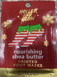 Holler and Glow Nourishing Shea Butter Printed Foot Masks My Best Elfie Holiday - Picture 1 of 3