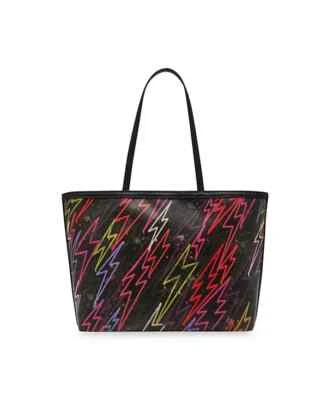 Bolso de Mano Betsey Johnson Bolt Lightning Bolt Graffiti Negro Multi Impreso Bolso Shouder Foto 1 de 4