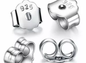 925 Sterling Silver P Round Earring Post Back Ear Nut Stopper Jewellery Findings - Picture 1 of 3