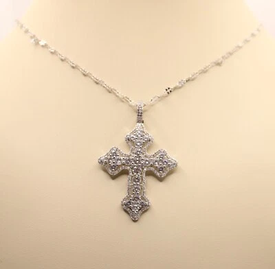 Ciondolo Croce Argento Zirconi Bianchi mm 3 mm 4 Rodiata mm 35x46 Exploit - Immagine 1 di 4