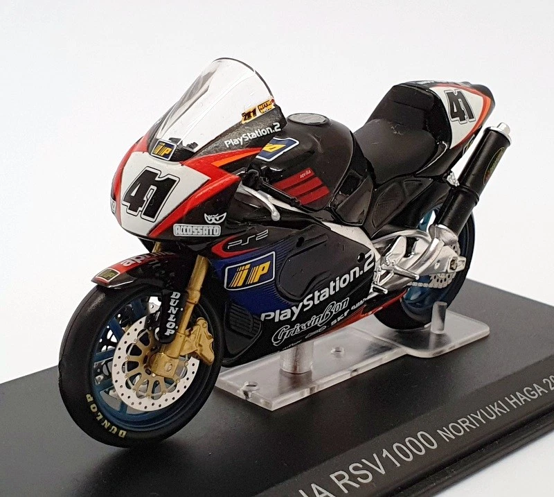 Ixo Models 1/24 Scale IB22 - Aprilia RSV1000 - #41 N.Haga - Black - Image 1 of 3