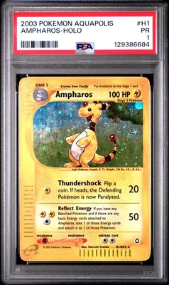 2003 Pokemon Aquapolis #H1 Ampharos Holo PSA 1 POP 8 RARE! - Image 1 of 2