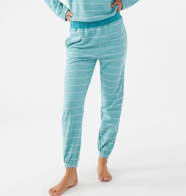 Pantalones deportivos para mujer O’Neill verde azulado a rayas Rosarito tejido suave salón L Foto 1 de 4