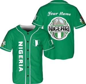 Personalized Nigeria Baseball Jersey Nigerian Flag Jersey Shirts Nigeria Flag - Picture 1 of 4