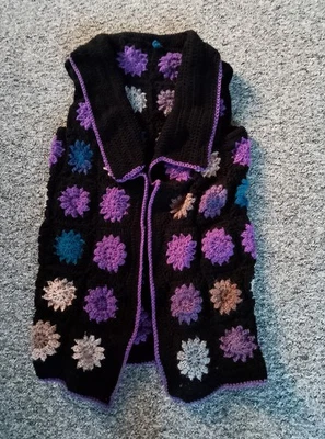 Hand Made Crochet Hippie Granny Square Waist Coat Size 12 - Image 1 of 2