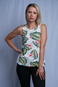 Roxy Women's Floral White With Knit Back Sleeveless Tank Top (S10) - Picture 1 of 6