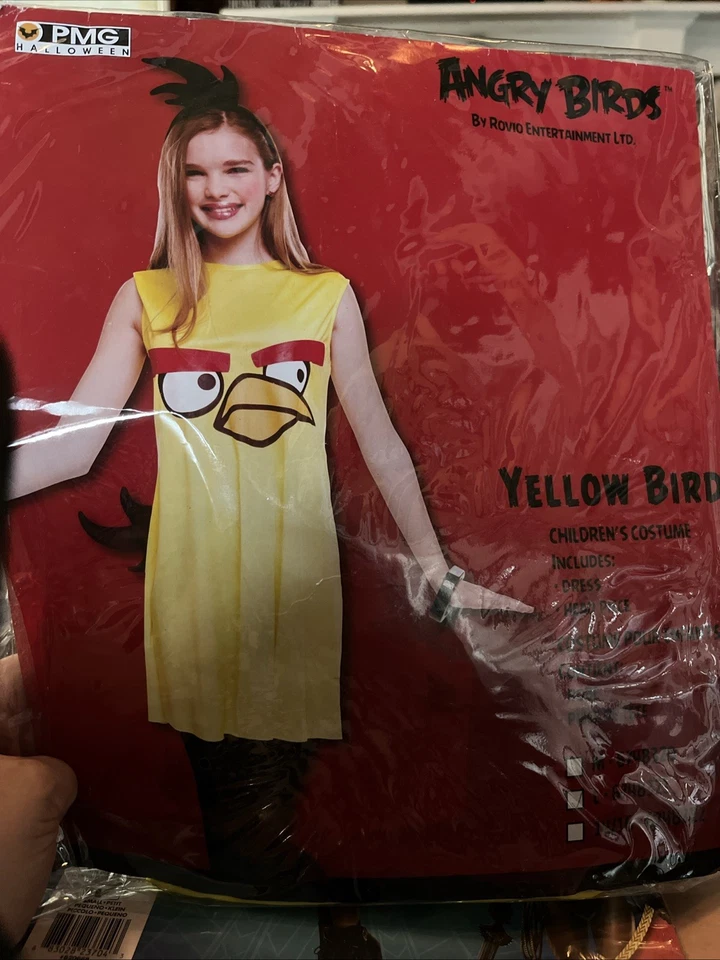 Vestido Angry Birds Niña Preadolescente Pájaro Amarillo, Disfraz Tocado Negro, L 10-12 Foto 1 de 4