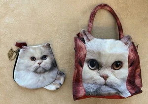 Achachum's unique Hand Bags cat and doll's face Set Of 2 Made In Japan Used - Picture 1 of 17