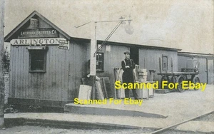 Estación de depósito Arlington Ohio RPPC 1908 Akron Canton Youngstown RR - Imagen 1 de 2