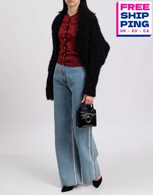 RRP€1250 DOLCE & GABBANA Cardigan IT38 US2 XS Black Cashmere & Angora Wool Blend - Изображение 1 из 4