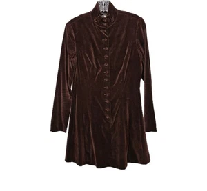 Vintage 60s Betsey Johnson Paraphernalia SM Brown Velvet Mini Dress High Button Neck - Bild 1 von 16