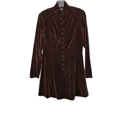 VTG 60s Betsey Johnson Paraphernalia Sm Brown Velvet Mini Dress High Button Neck - Image 1 of 4