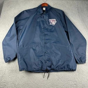 Vintage New Jersey Nets Coach Jacket XL Tall Blue Nylon Made USA 90s - Picture 1 of 10