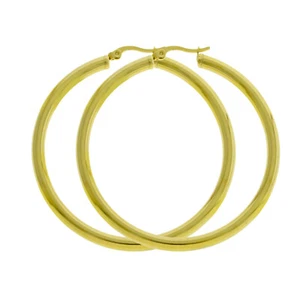 Women 4mm 14K Gold Filled Large Round BIG THICK Hoop Earrings Click Top 40-80mm - Picture 1 of 30