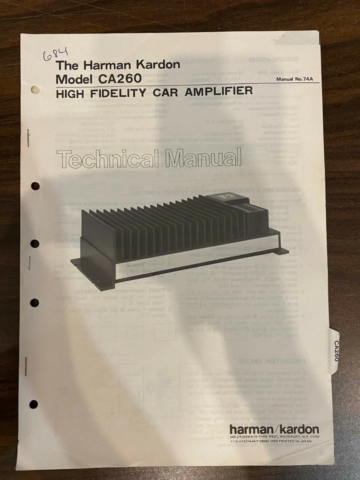 Manual de servicio HARMAN KARDON CA260 AMP *ORIGINAL* LIBRO O PDF-ENVÍO GRATUITO Foto 1 de 1